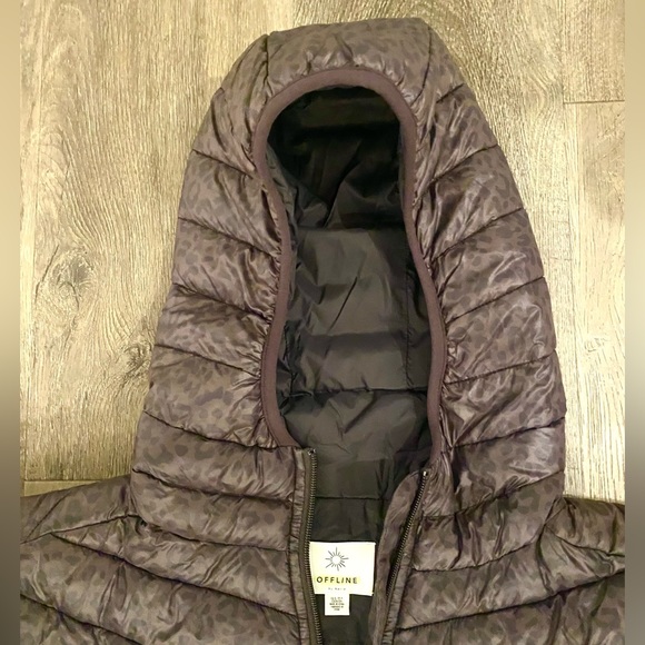 Hooded Puffer Jacket, Cheetah Print | Size XS/S - Picture 2 of 6